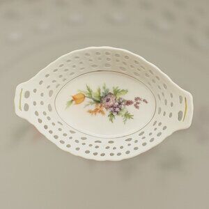 Vintage White Porcelain Decorative Dish Made in Japan – Floral Design with Gold